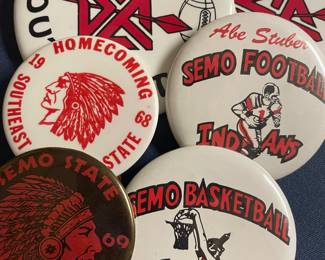 Vintage SEMO and Jackson Indians buttons 