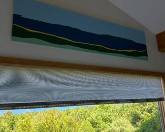 Original oil on canvas painting on wood of view of Manitous 2' x 8' by artist M. F. Chatfield