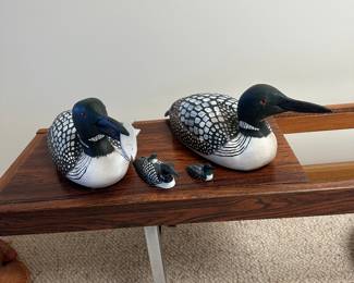 Loons both carved by Marlin Mann