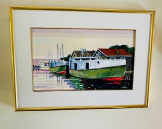 Original oil painting of Leland's Fishtown by Bruce Unwin 29" w x 21" t