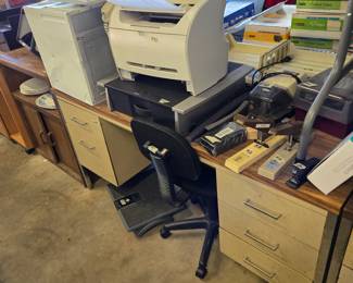 Vintage metal office desks and printers of all sizes