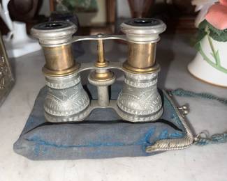 Antique opera glasses and pouch made in Paris by Chevalier Co.  