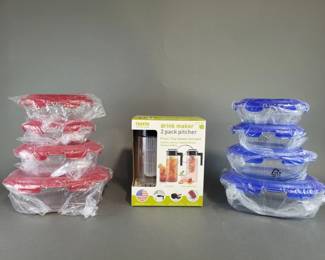 Lot 102 | Lock & Lock Glass Storage Set & 2 Pack Pitcher
