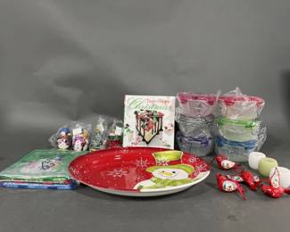 Lot 113 | Ornaments, Cookbook & Snowman Platter

