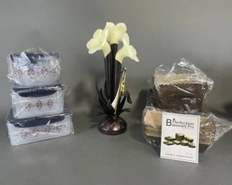 Lot 56 | Flameless Candelabra and Bakeware/Storage
