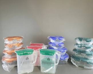 Lot 105 | Lock & Lock Glass Sets & Plastic Pitchers
