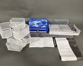 Lot 142 | Indoor Rug, Organizers & Battery Tester/Storage
