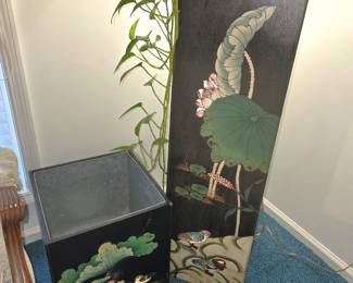 Hand painted pedestal and planter.