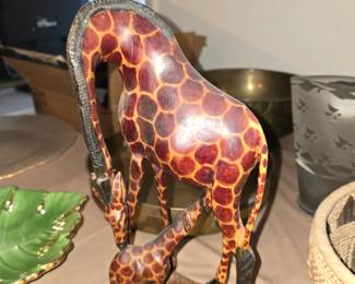 Carved wood giraffes