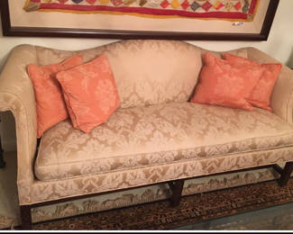 Nice camelback sofa with carved legs from Hulett’s   Made by hickory chair. Fine furniture.  Last longer than a Lifetime 