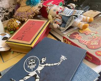 Lots of school memorabilia. Local high school 