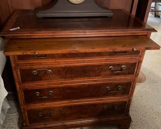 Nice inlaid chest with slide out surface 