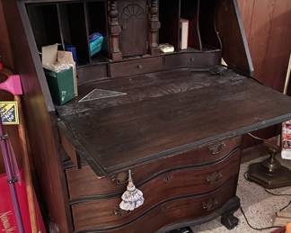 Inside secretary. Antique 