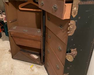 Inside wardrobe trunk. In good shape.  