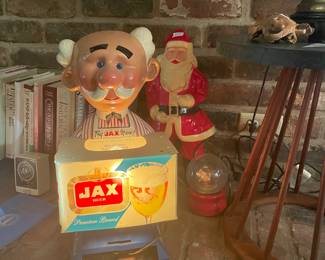 1960’s JAX. Google it. Amazing and a 60’s Santa. I just found a large Santa  and lots of Christmas 