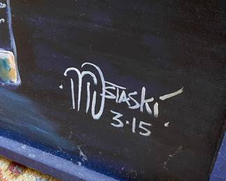 Michael Otaski signed original painting Mick Jagger and Keith Richards