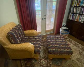 Henry Link wicker Chair and Ottoman