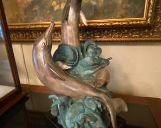 Bronze Dolphin Sculpture by LeRoy Schwen 17" 