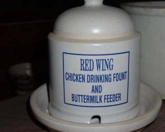 ASSORTED ANTIQUES A FULL ROOM TO UNPACK & CROCKS - REDWING - BEE HIVE - ETC