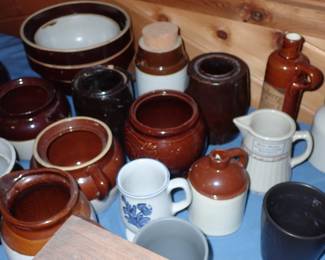 ASSORTED ANTIQUES A FULL ROOM TO UNPACK & CROCKS - REDWING - BEE HIVE - ETC