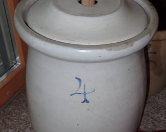 ASSORTED ANTIQUES A FULL ROOM TO UNPACK & CROCKS - REDWING - BEE HIVE - ETC