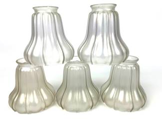 #68 • 5 Victorian Vintage Frosted Glass Iridescent Shades
