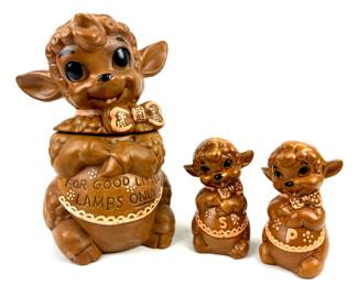 #226 • Twin Winton "For Good Little Lambs" Cookie Jar and Salt & Pepper
