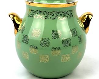 #78 • Hall China Gold Label Monterey Green / Mint Cookie Jar #1566
