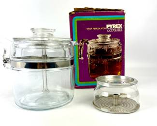#109 • Pyrex Flameware Glass Percolator in Original Box
