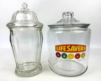#193 • Lifesavers Glass Display Jar & Decagon Glass Apothecary Jar
