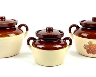 #233 • McCoy #342 Fruit Festival Vintage Bean Pot Set (3)

