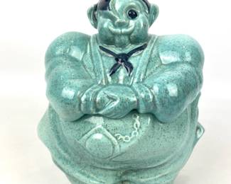 #49 • Red Wing Pottery Chef Pierre Cookie Jar in Speckled Turquoise
