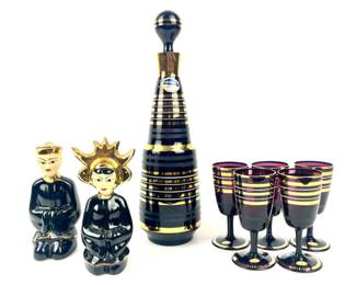#124 • COYNE'S MCM Decanter Set and Figurines
