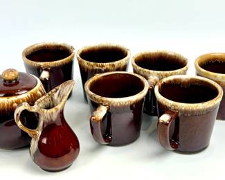 #232 • Vintage McCoy Pottery Mugs, Creamer & Sugar Bowl
