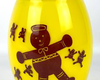 #87 • Bartlett Collins Yellow Glass Gingerbread Man Cookie Jar 1950's
