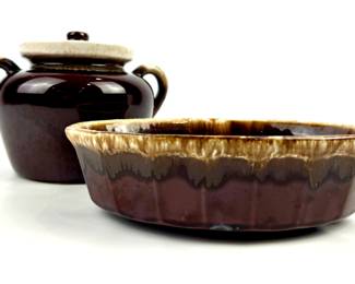 #225 • McCoy Brown Drip Glaze Baked Bean Pot and Casserole Dish
