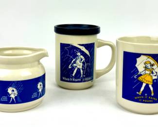 #270 • Morton Salt "When it rains, it pours" - 2 Mugs & Creamer
