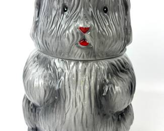 #141 • Shaggy Grey Dog Ceramic Cookie Jar
