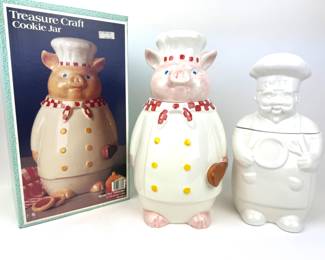 #221 • Treasure Craft Baker Pig & Chef Cookie Jars - Set of 2
