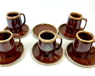 #116 • Hull Drip Glaze Pottery Dishes - Dark Brown Porcelain Mugs & Plates
