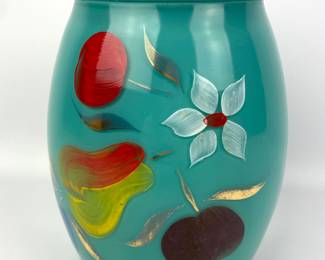 #23 • Bartlett Collins Gay Fad Turquoise Glass Cookie Jar - 1950's
