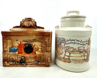 #255 • McCoy Colonial Fireplace & Holly Hobby Milk Jug Cookie Jars
