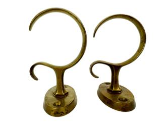 #159 • Pair of Vintage Brass Fireplace Jamb Hooks
