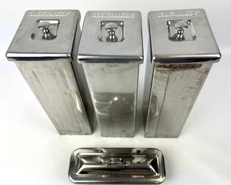 #189 • Vintage Stainless Steel Sterilizing Receptacles - Lot of 4
