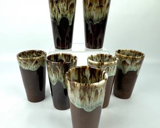 #80 • USA Brown Drip Ceramic Tumblers - Set of 7

