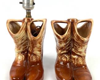#36 • McCoy Pottery Cowboy Boot Lamp Parts - Two Pieces
