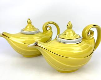 #158 • Two Hall China Tea Pots Canary Yellow & Gold #06.79.R

