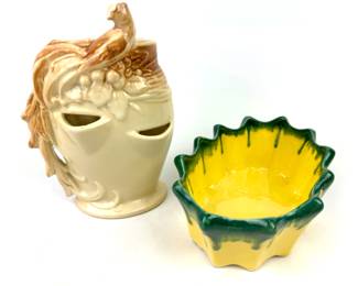 #273 • McCoy Ceramics Oval Planter & Pheasant Strawberry Pot

