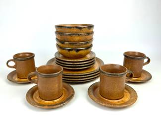 #248 • McCoy Brown Drip Glaze Soup Bowls with Stick Handle - 10 Pieces
