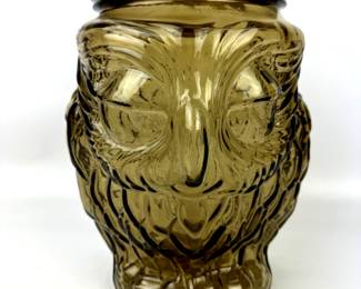 #64 • Libbey Smoke Glass Wise Owl Cookie Jar
